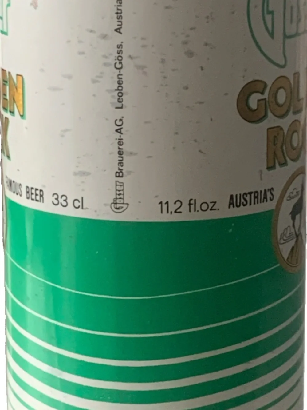 Vintage Beer Can Gosser Golden Rock Austria's Famous Beer Pull Tab Empty Steel